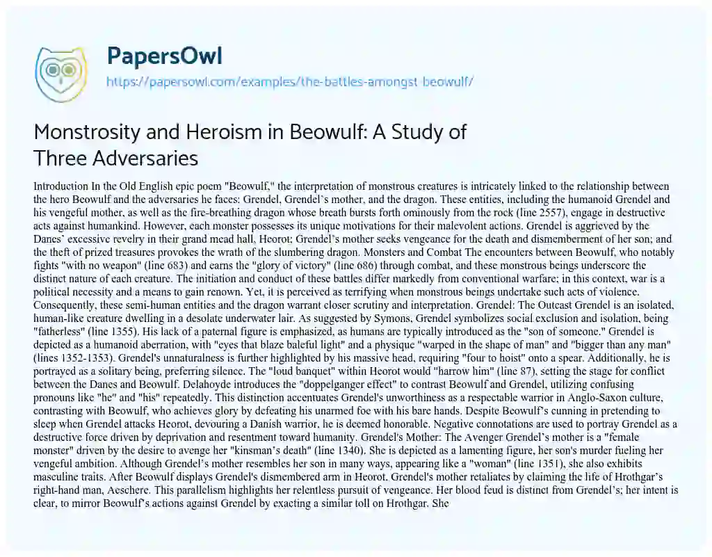 Essay on The Battles Amongst Beowulf