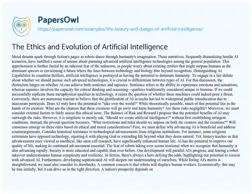 dangers of artificial intelligence essay