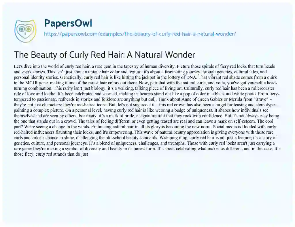Essay on The Beauty of Curly Red Hair: a Natural Wonder