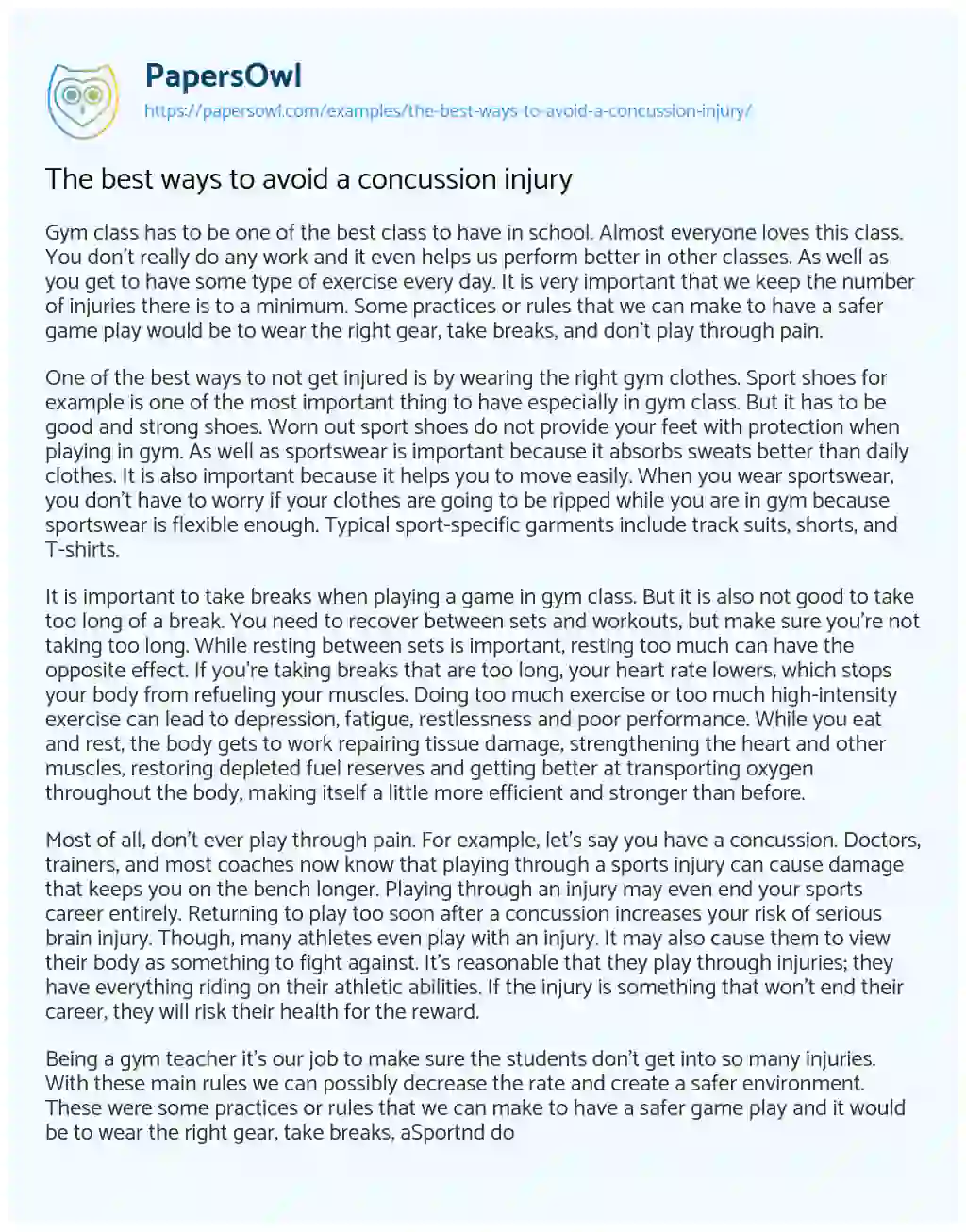 research essays on concussions