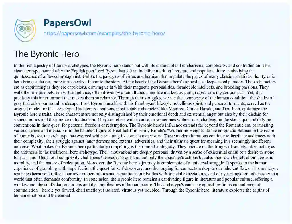 Essay on The Byronic Hero