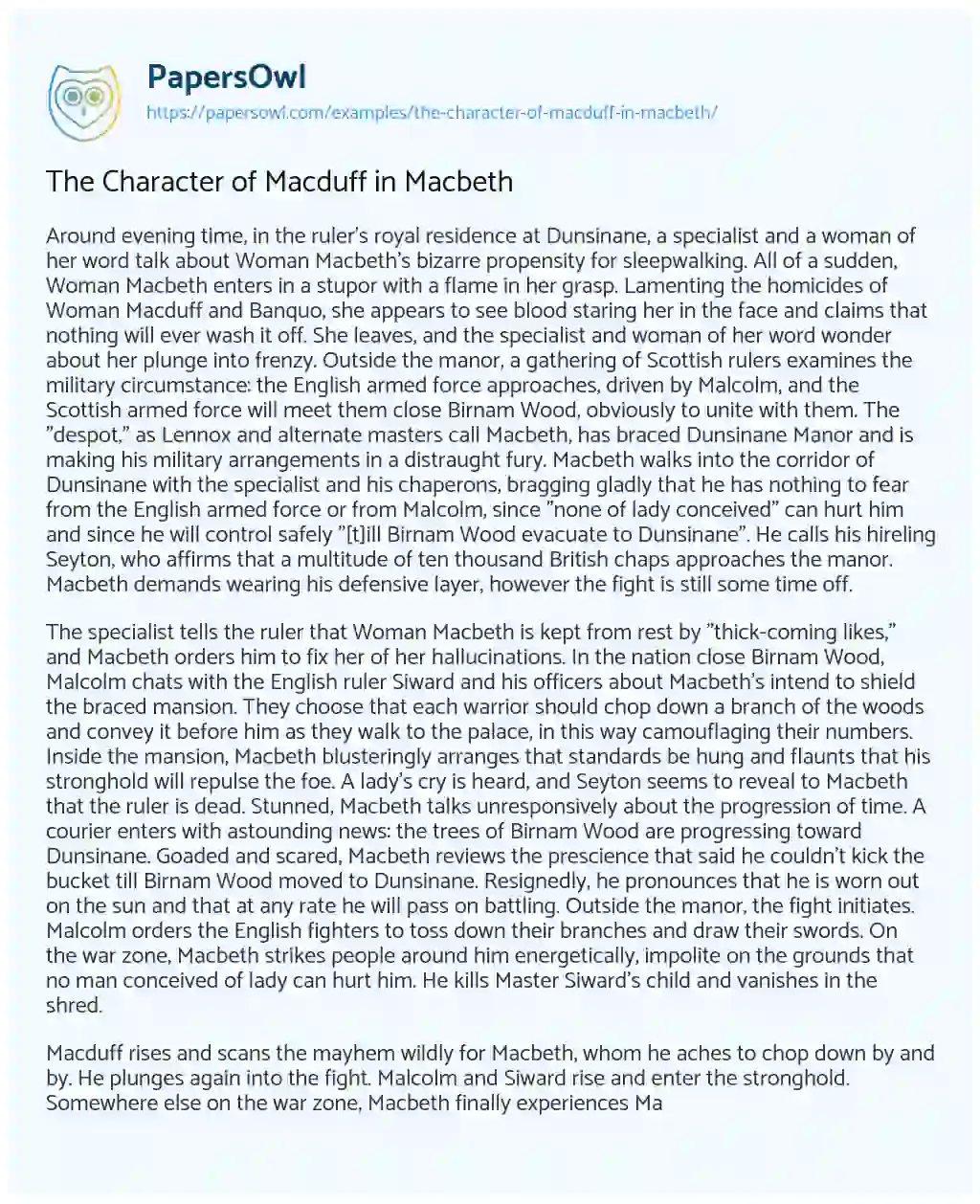 essay on macduff