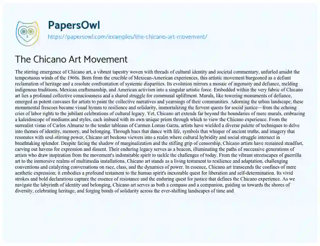 Essay on The Chicano Art Movement