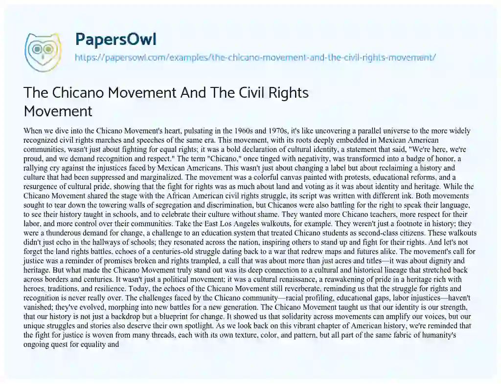 Essay on The Chicano Movement and the Civil Rights Movement
