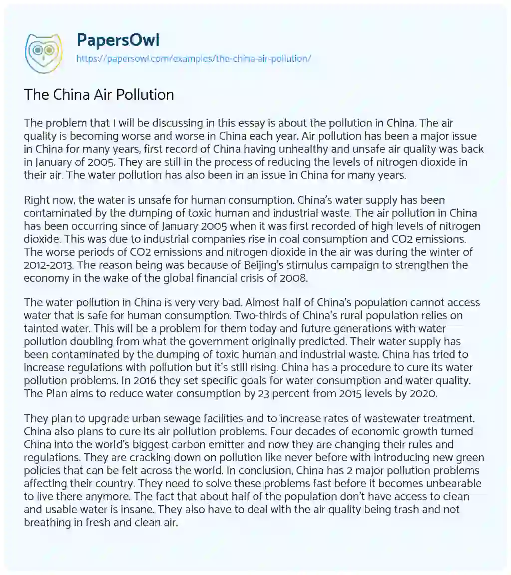 china air pollution essay