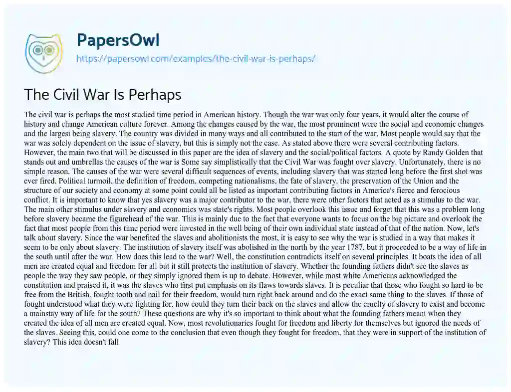 Essay on The Civil War is Perhaps