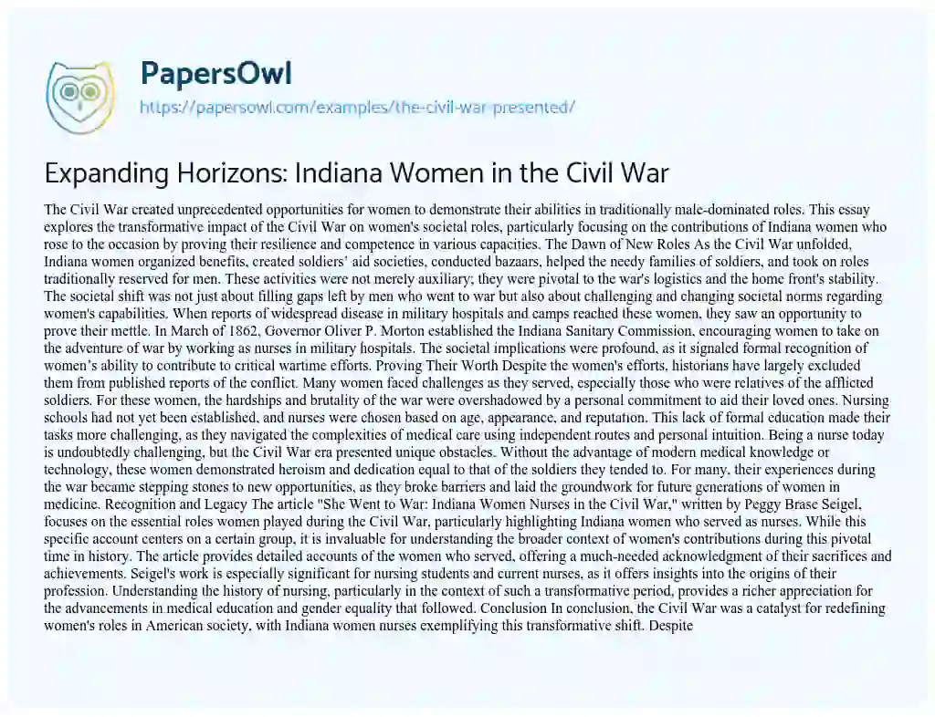 Essay on The Civil War Presented