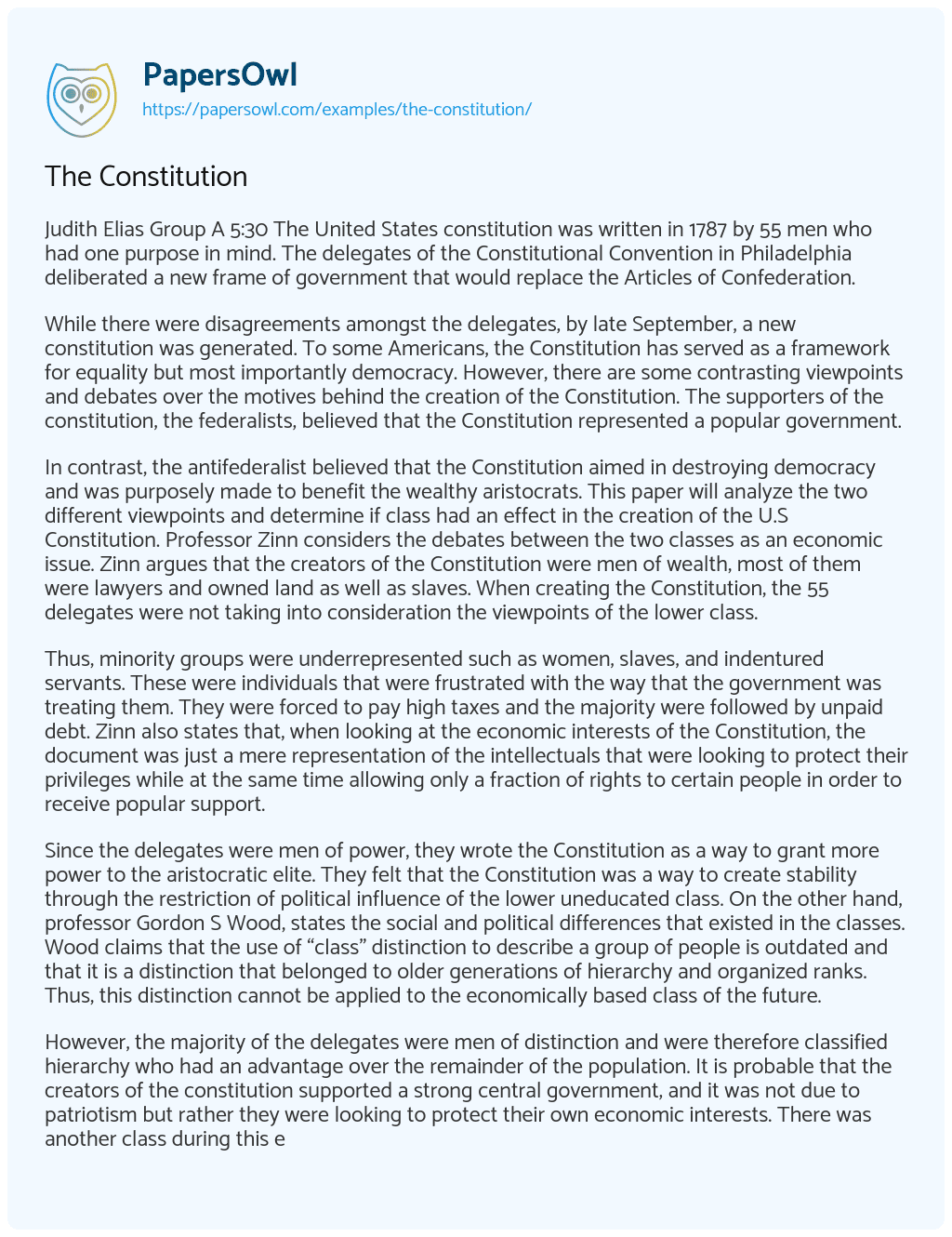 The Constitution essay