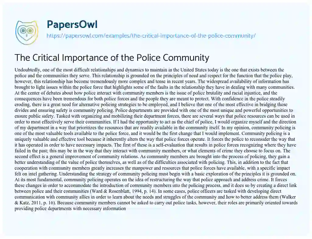 essay on police service