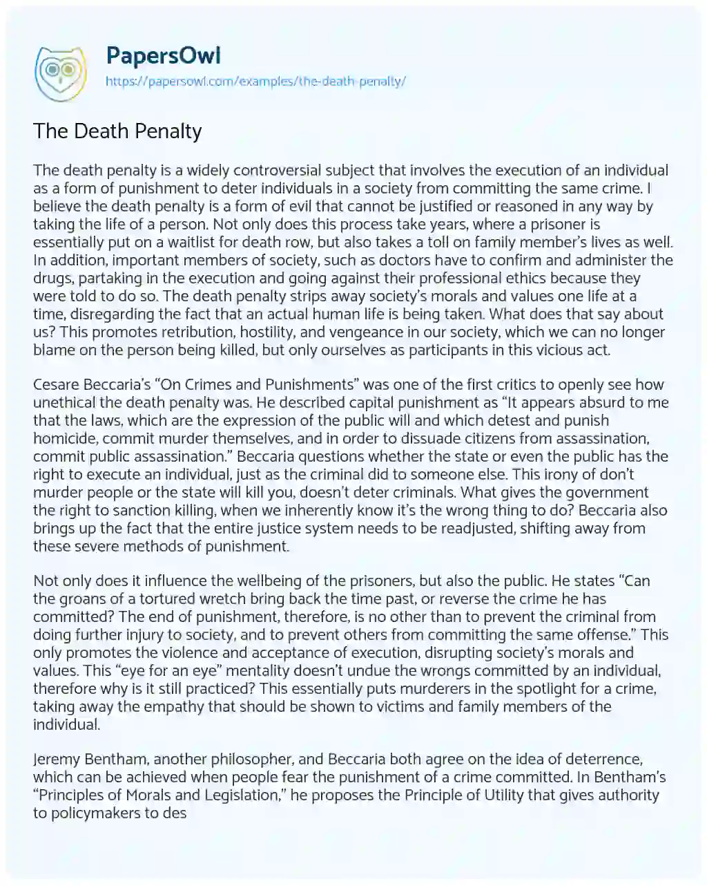 Essay on The Death Penalty