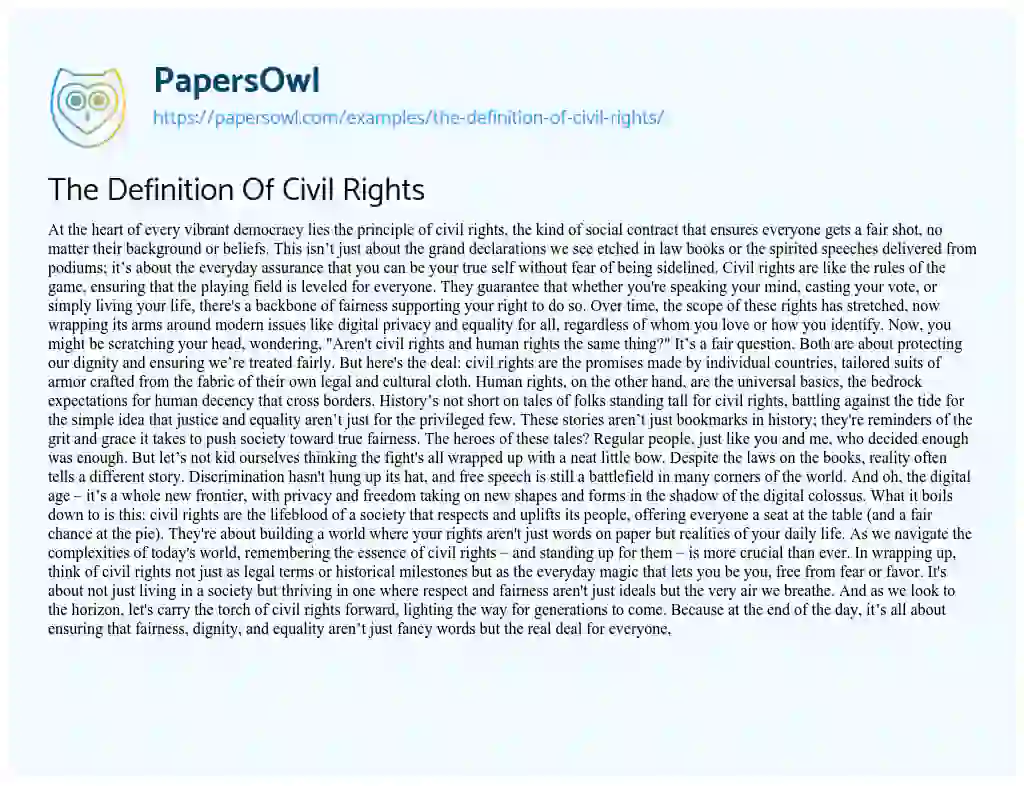 Essay on The Definition of Civil Rights