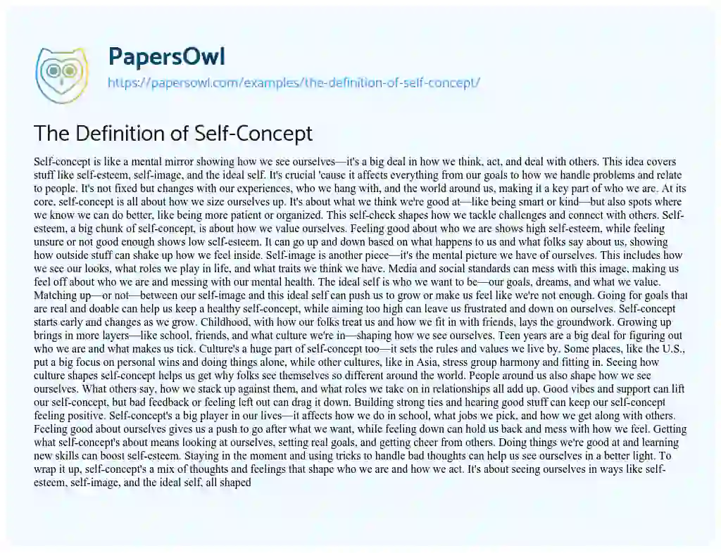 Essay on The Definition of Self-Concept