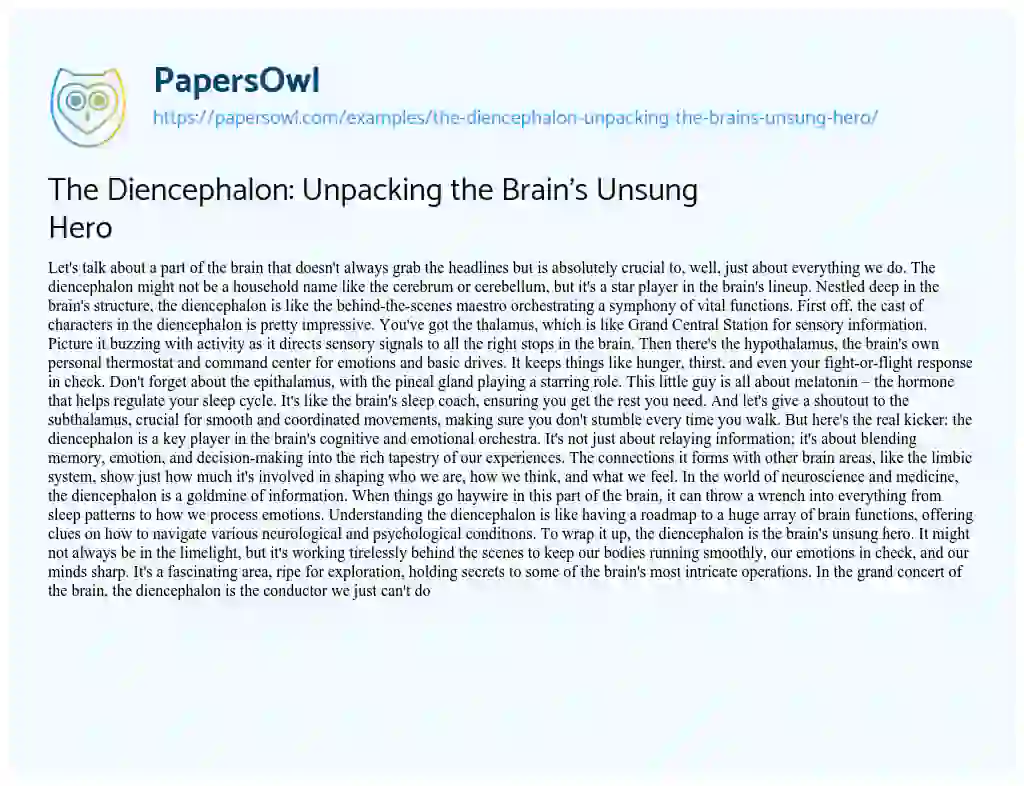 Essay on The Diencephalon: Unpacking the Brain’s Unsung Hero