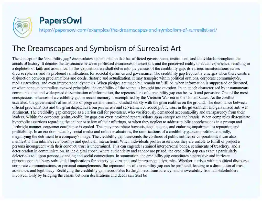 Essay on The Dreamscapes and Symbolism of Surrealist Art