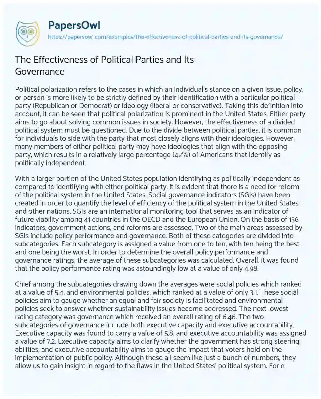 essay about politics and governance brainly