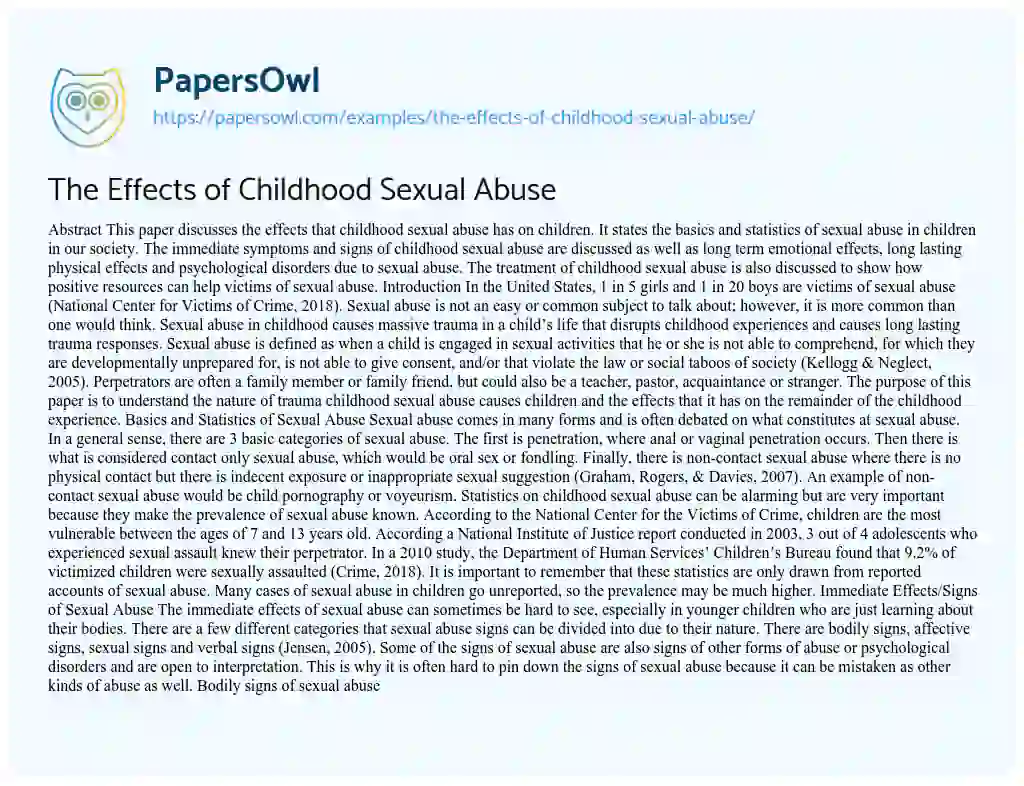 sexual abuse essay introduction