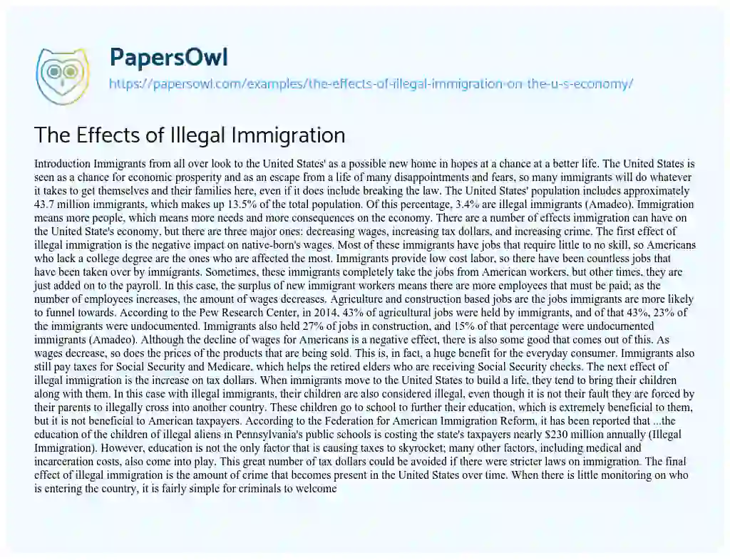 Essay on The Effects of Illegal Immigration