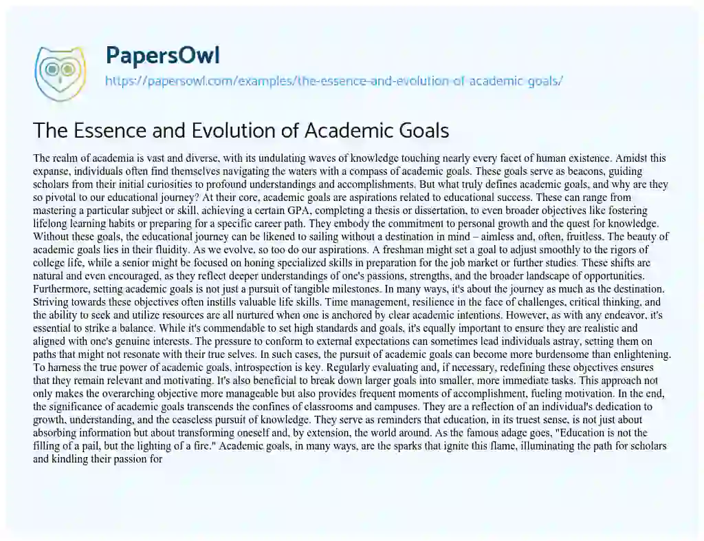 Essay on The Essence and Evolution of Academic Goals