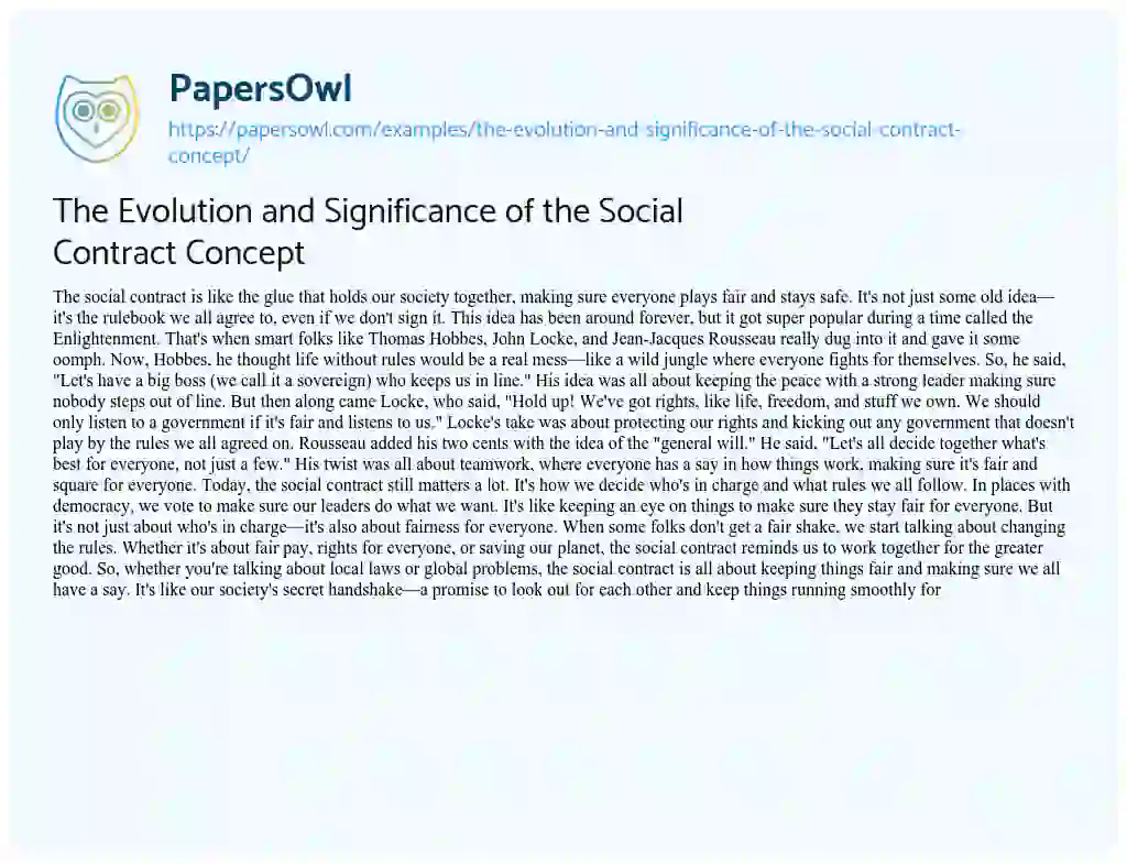 The Evolution and Significance of the Social Contract Concept - Free ...