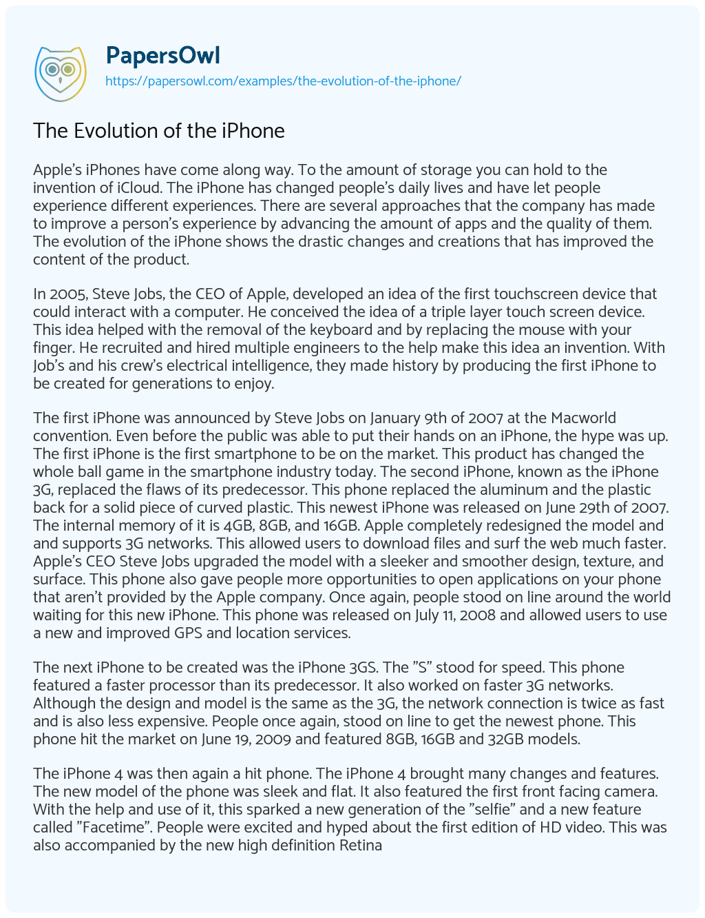The Evolution of the IPhone essay