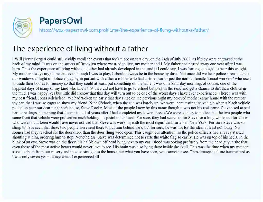 Essay on The Experience of Living Without a Father