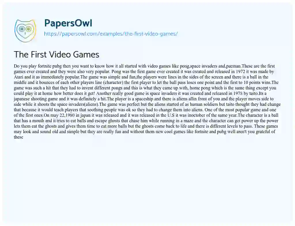 Games essay