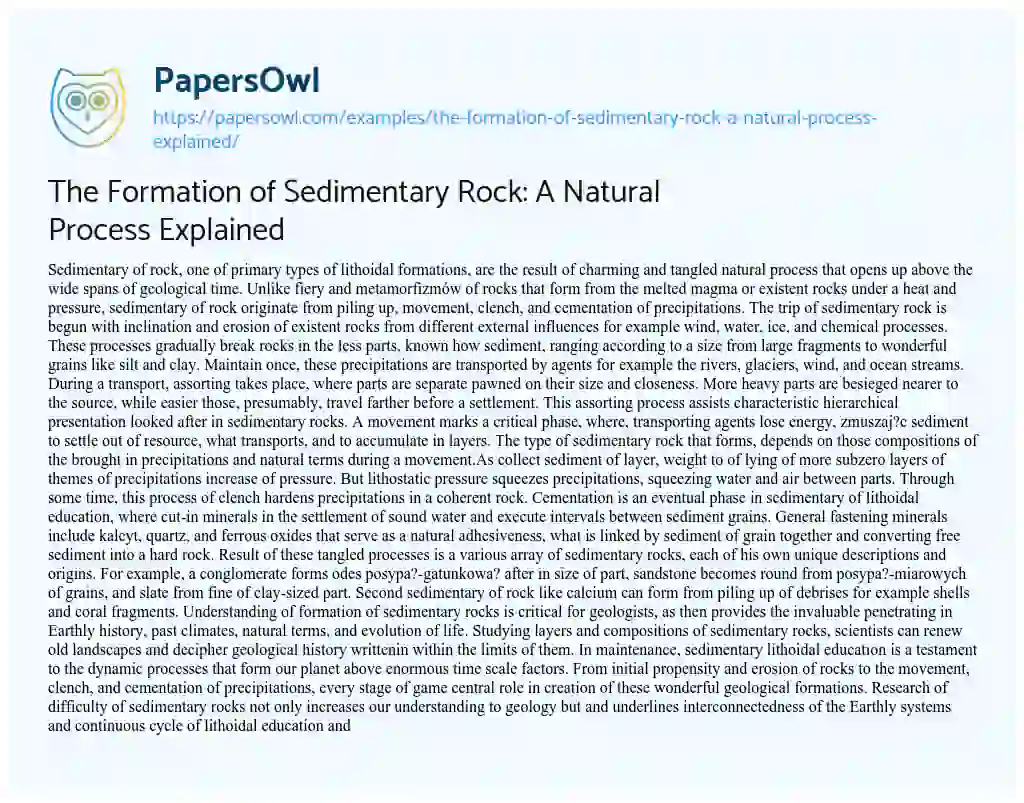 Essay on The Formation of Sedimentary Rock: a Natural Process Explained