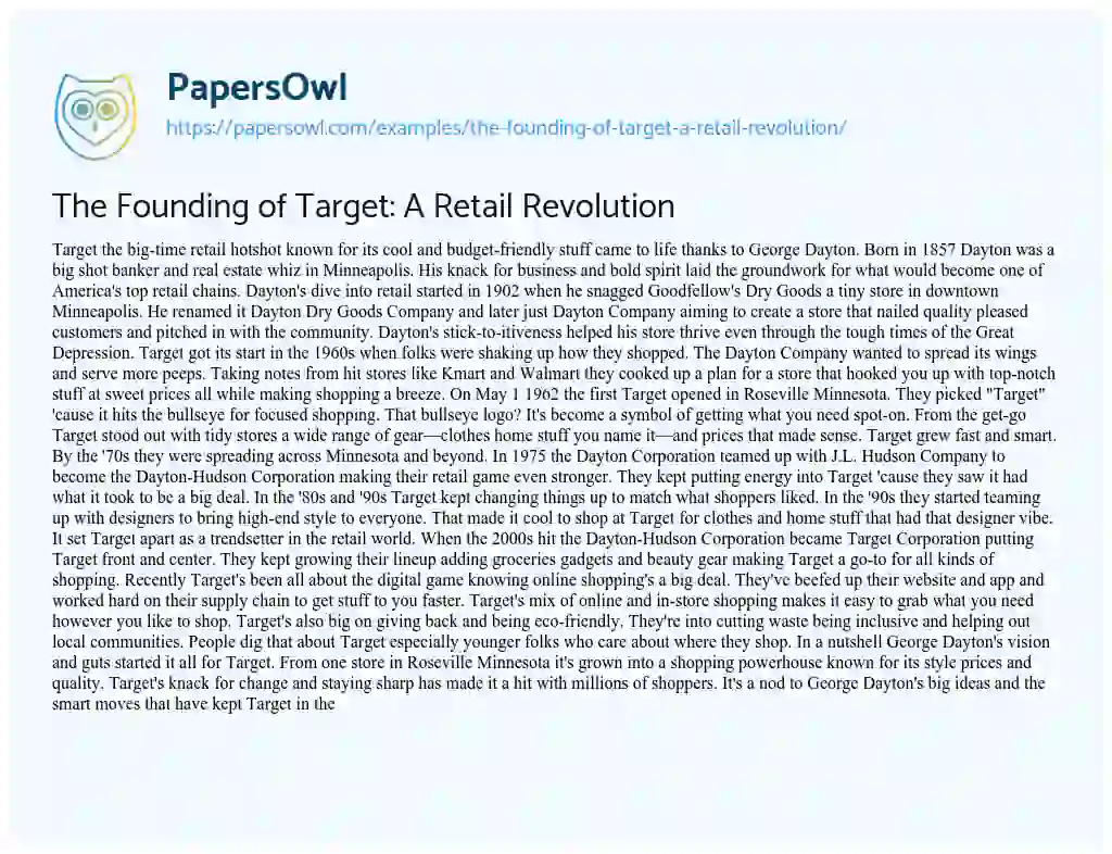 Essay on The Founding of Target: a Retail Revolution
