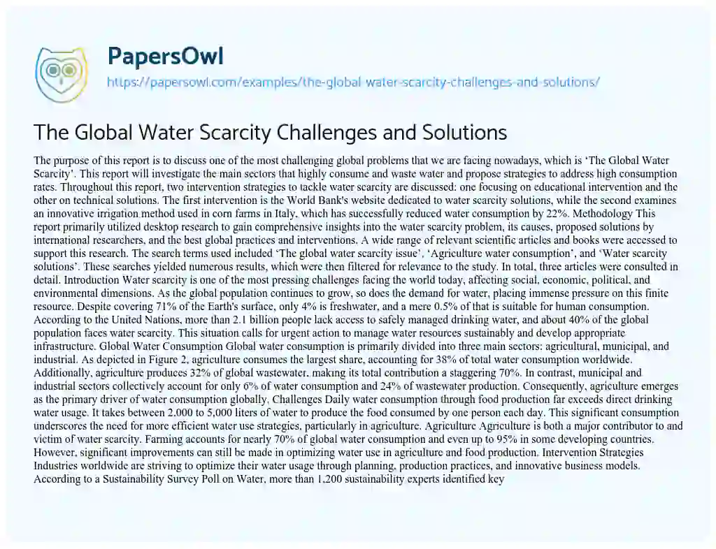 water scarcity essay upsc