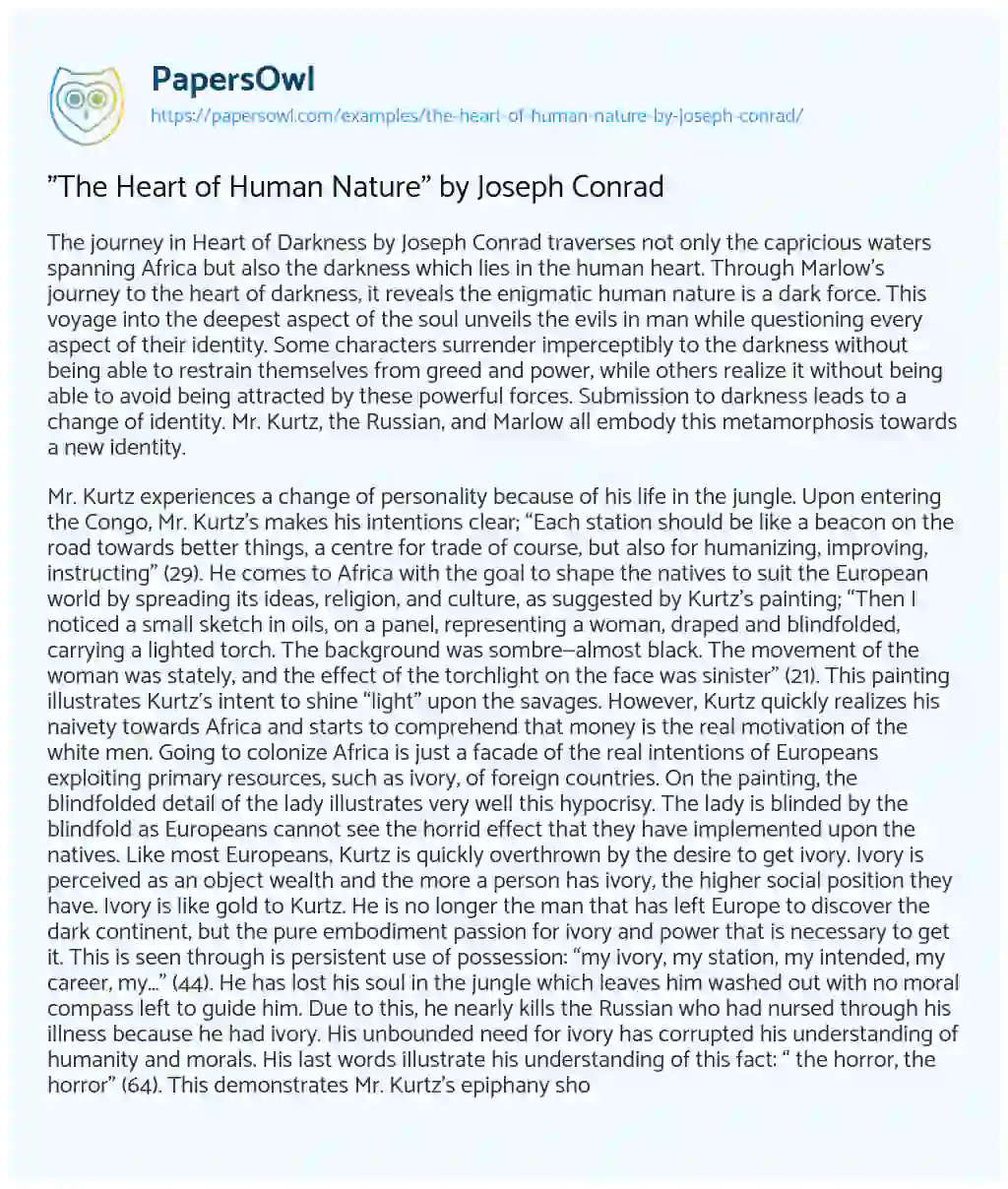 Essay on “The Heart of Human Nature” by Joseph Conrad