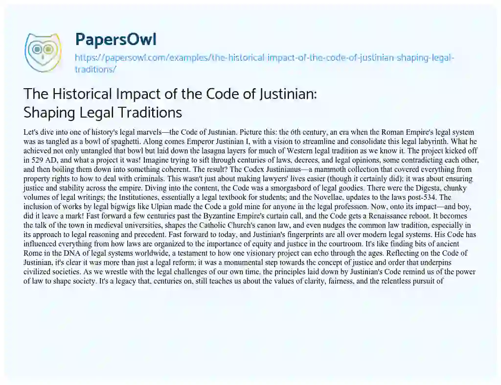 The Historical Impact of the Code of Justinian: Shaping Legal ... image.