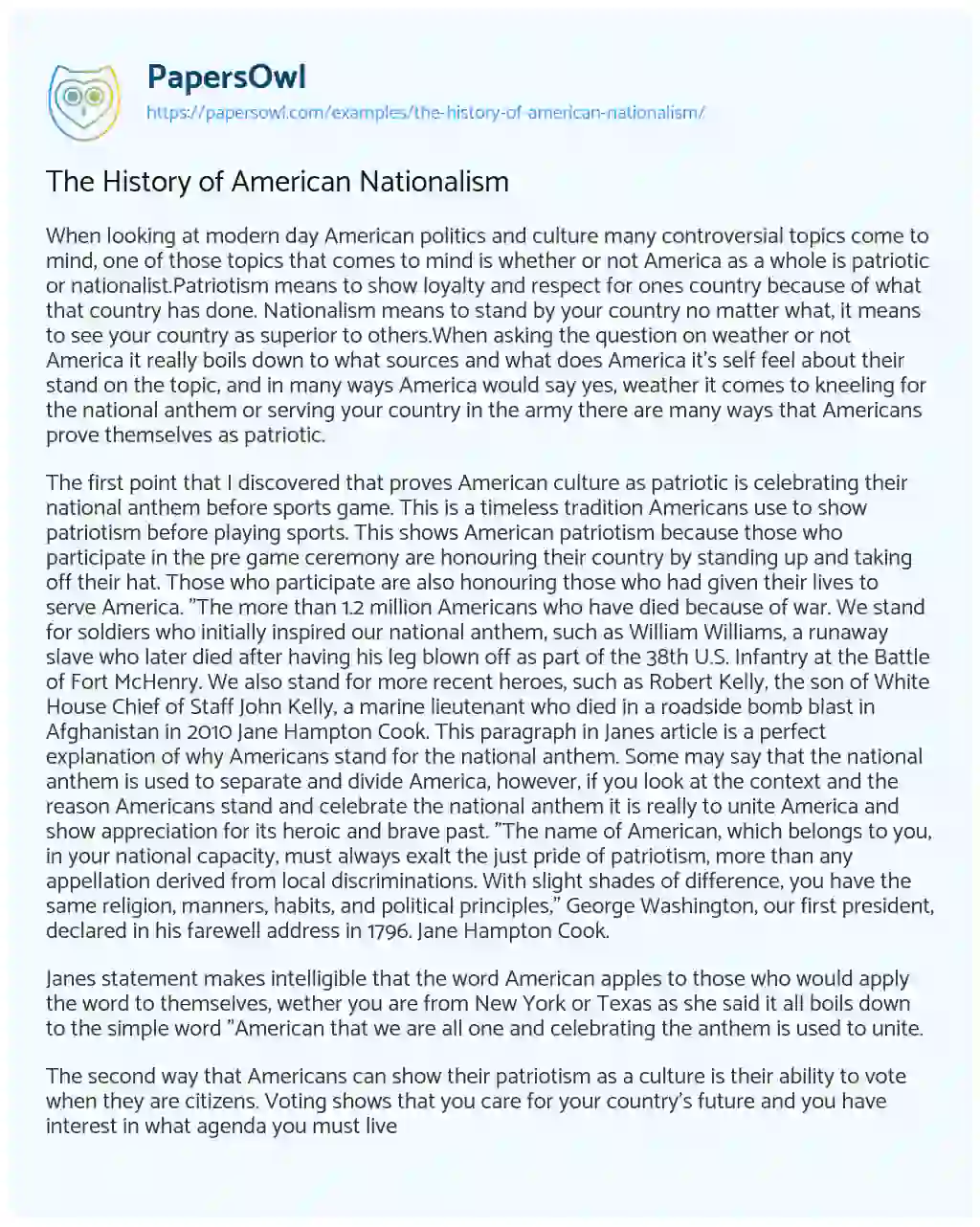 Essay on The History of American Nationalism