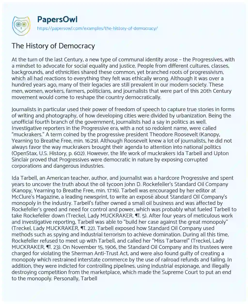 Essay on The History of Democracy