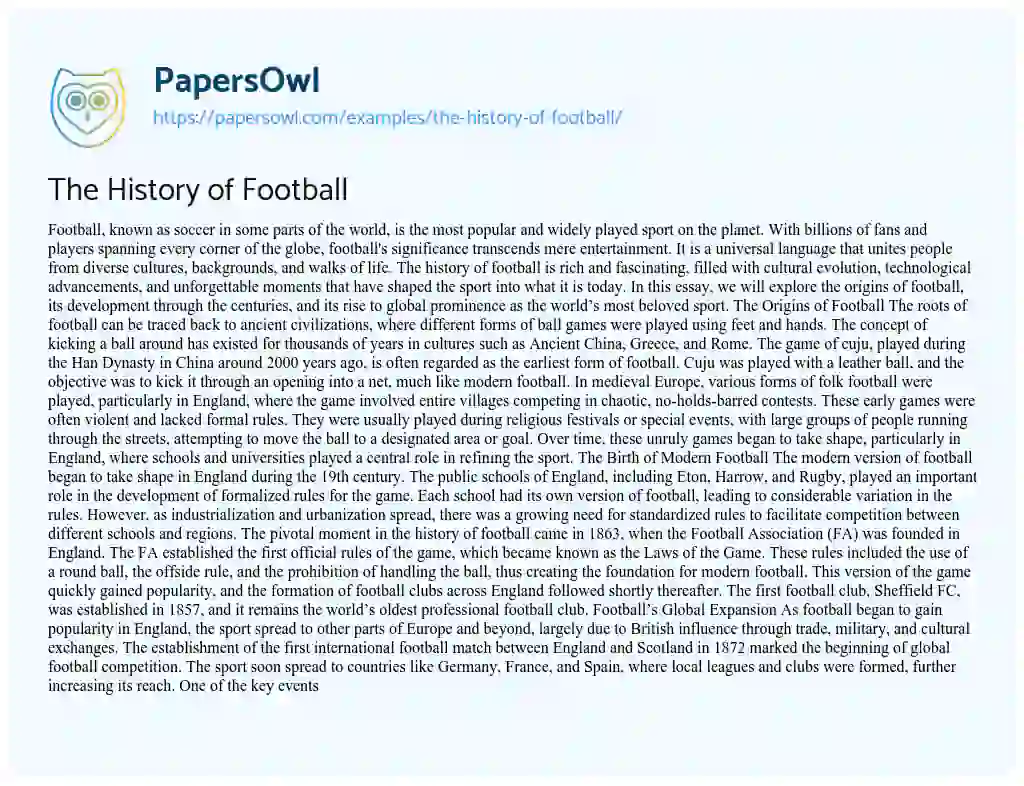Essay on The History of Football