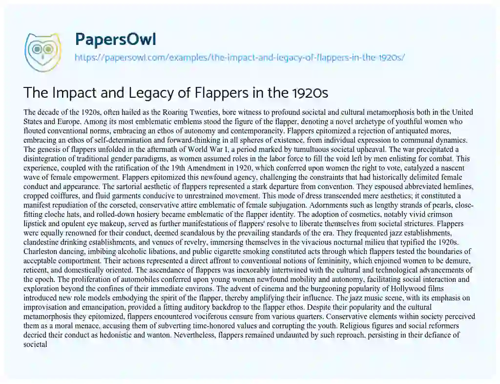 1920s flappers essay