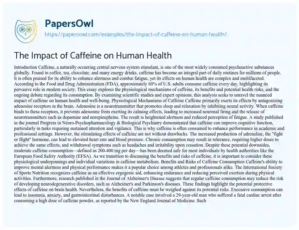Essay on The Impact of Caffeine on Human Health