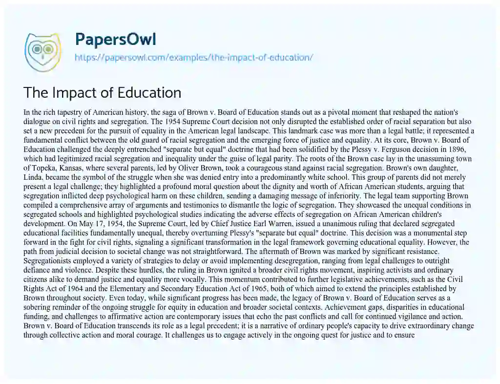Essay on The Impact of Education