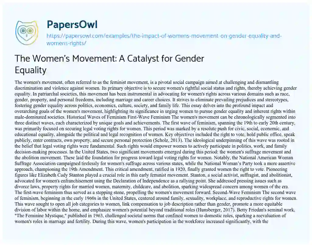 women's rights and gender equality essay