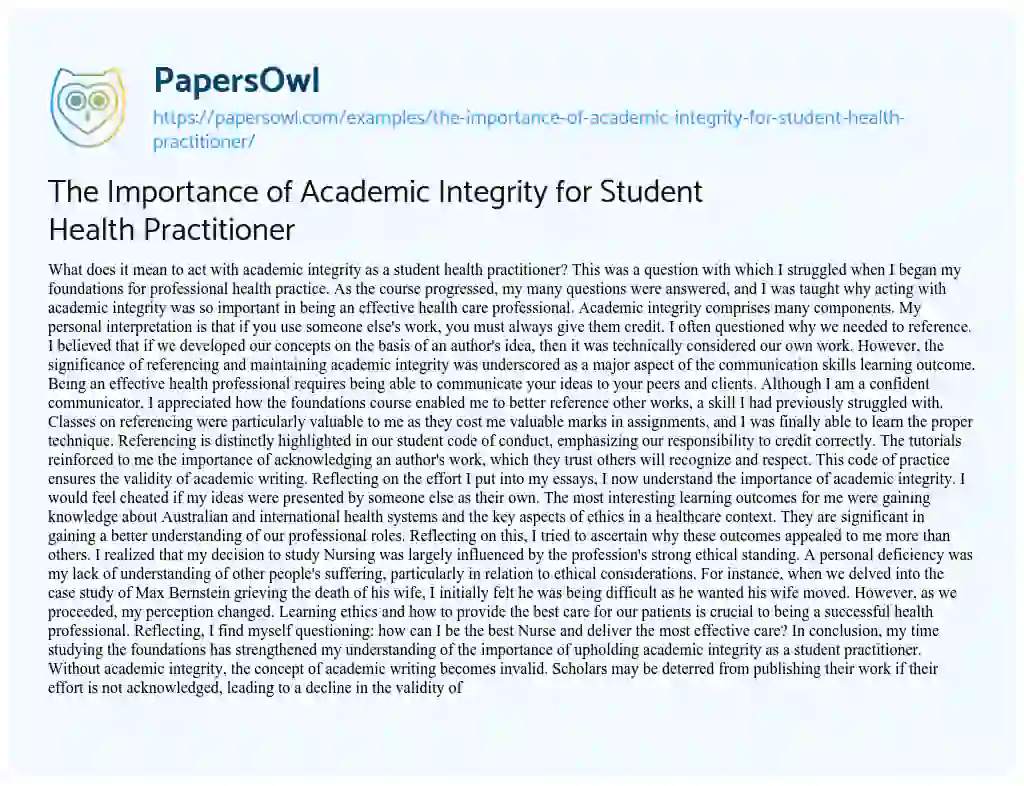 academic integrity essay conclusion