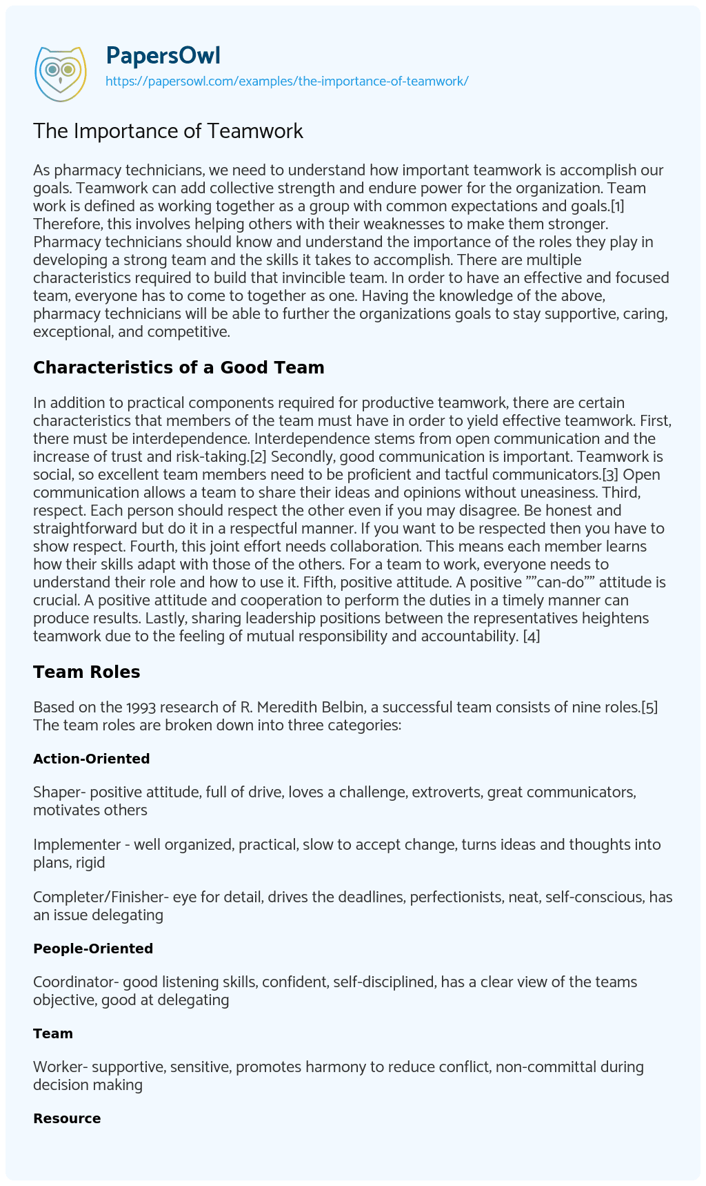 importance of teamwork essay 250 words