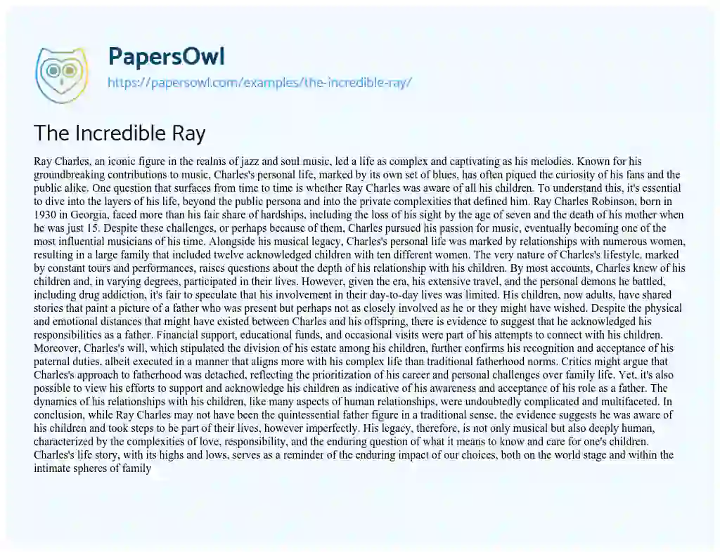 Essay on The Incredible Ray