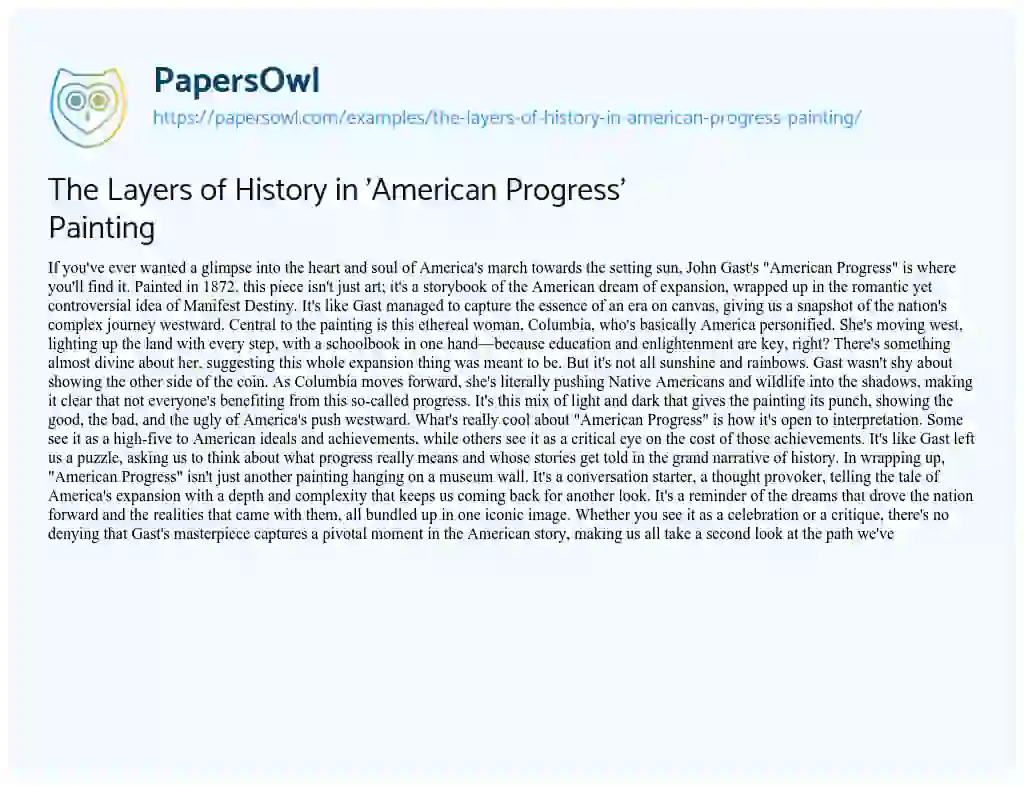 Essay on The Layers of History in ‘American Progress’ Painting
