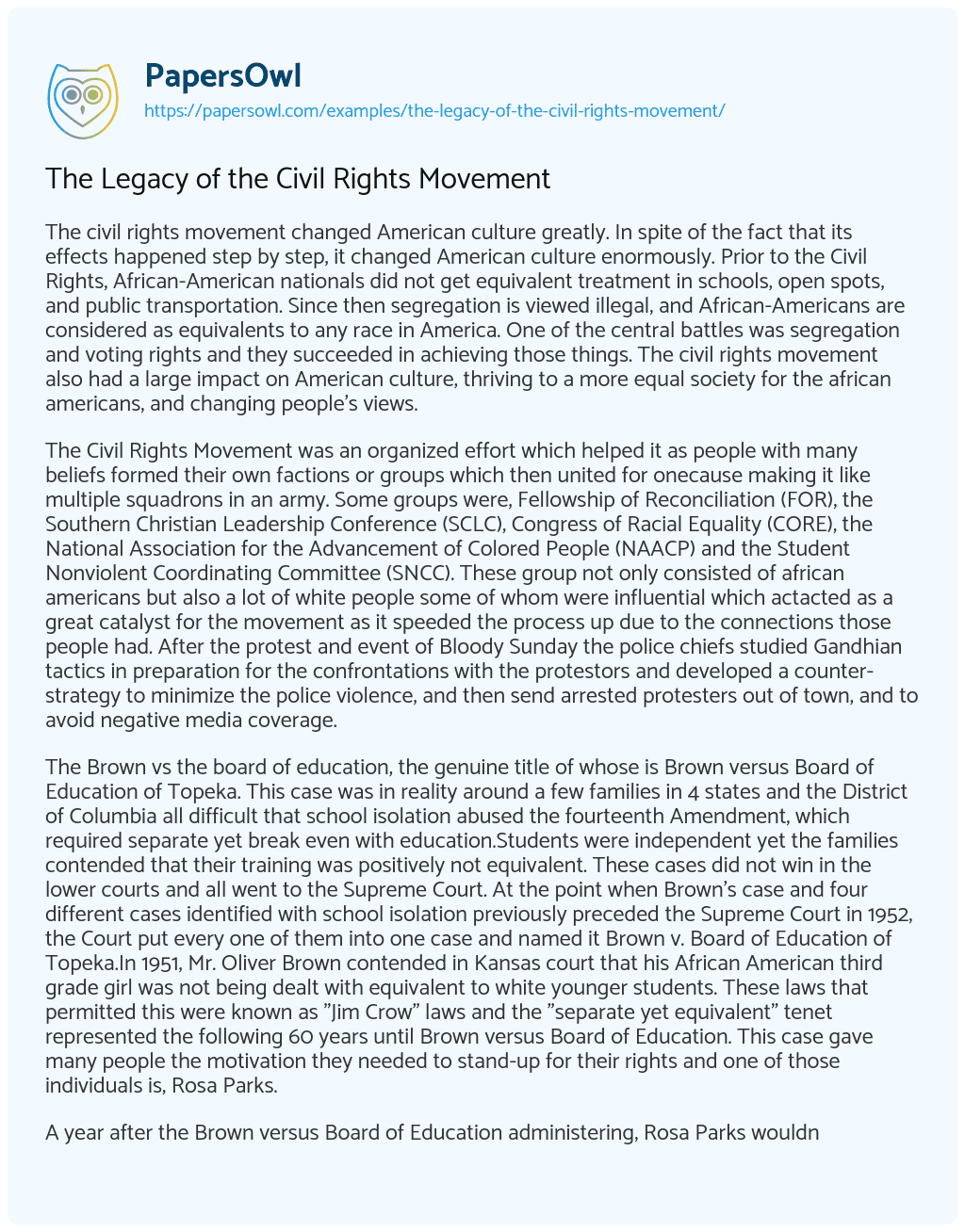 history civil rights movement essay pdf