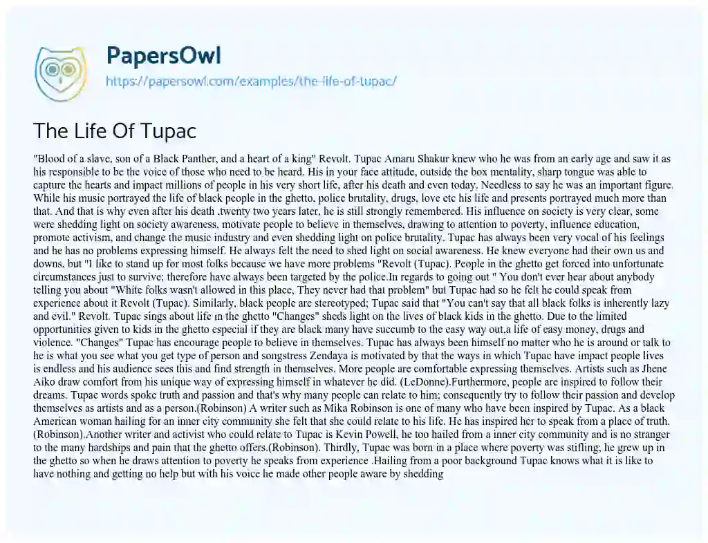 Essay on The Life of Tupac