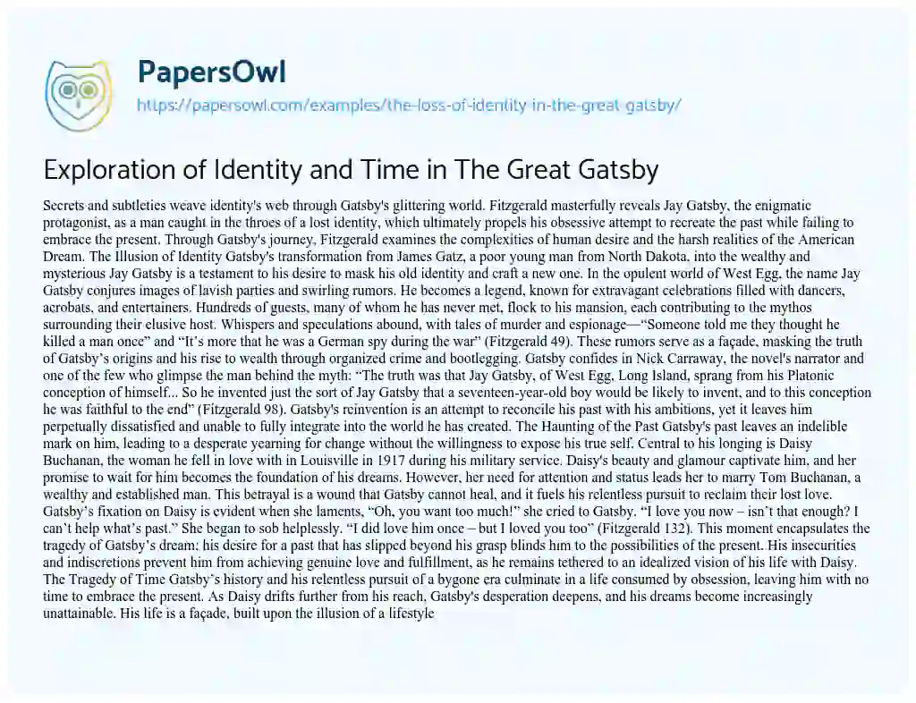 gatsby identity essay