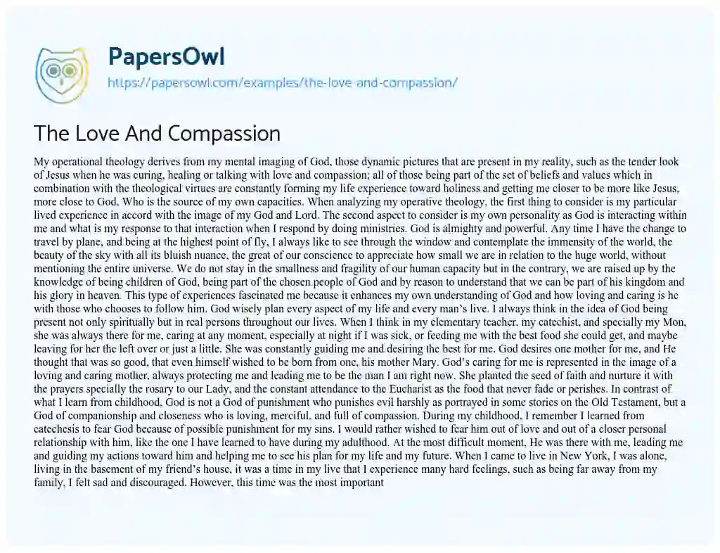 Essay on The Love and Compassion