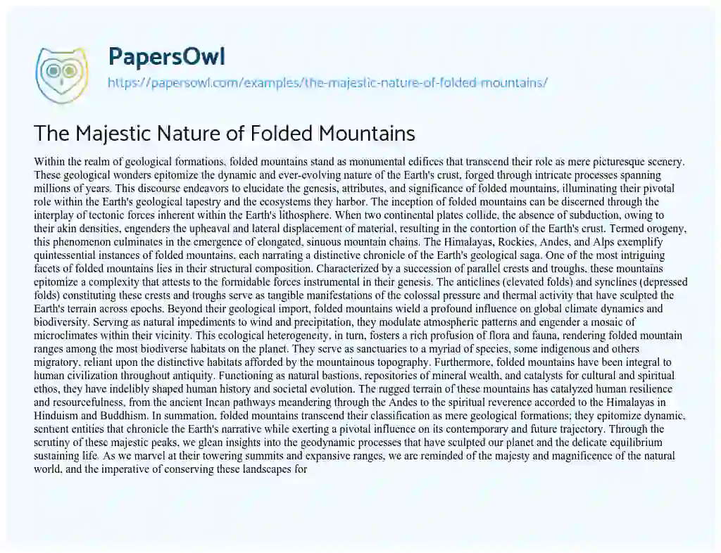 Essay on The Majestic Nature of Folded Mountains