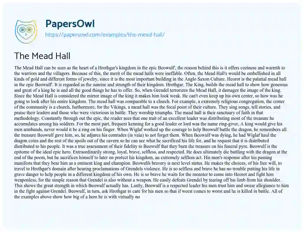 The Mead Hall essay