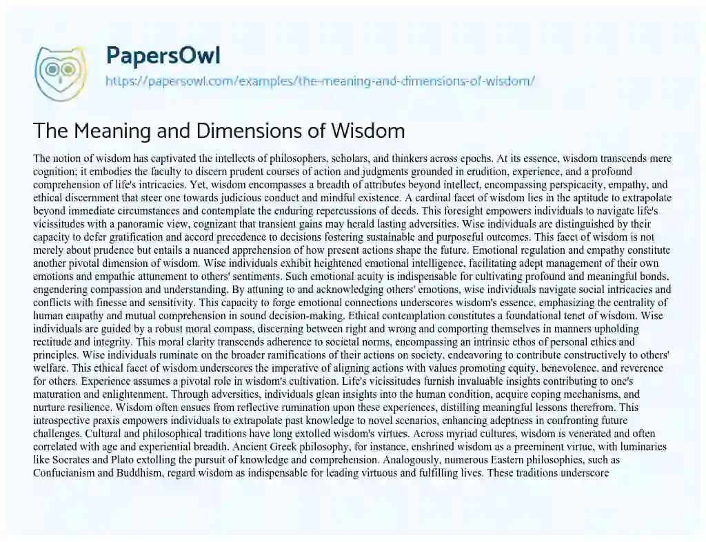 essay on meaning of wisdom