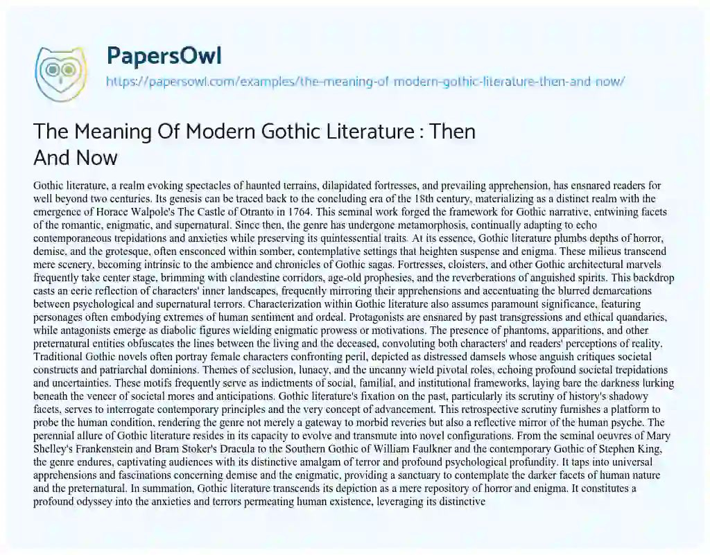 modern gothic literature essay